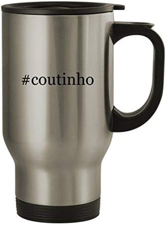 Подарък дрънкулки #coutinho - Пътна Кафеена Чаша с Хэштегом от Неръждаема Стомана с тегло 14 грама, Сребрист