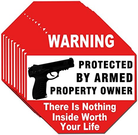 Предупредителни знаци Пистолет Тук няма нищо, което е защитено от Въоръжен Знак на Собственика на имота Статична Стикер