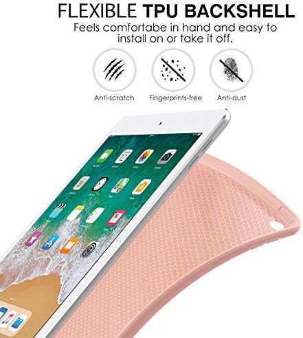 Калъф MoKo Подходящ за iPad 9.7 6-ти /5-то поколение 2018/2017, тънък калъф-книжка със стойка Smart, Shell и мека задния капак от TPU, съвместим с iPad е 9,7 инча 2018/2017, автоматично включван?