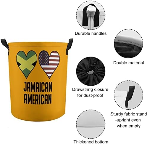 Ямайско-Американски Флагове Във Формата На Сърце Кошница За Дрехи На Съвсем Малък Кош За Съхранение На Бельо Голяма Кошница-Органайзер