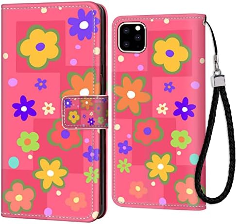 Чанта-портфейл Mavzihok за iPhone 11 Pro, Дизайнерски Калъф-книжка с панти капак и полевыми цветя, Поставка за самоличност