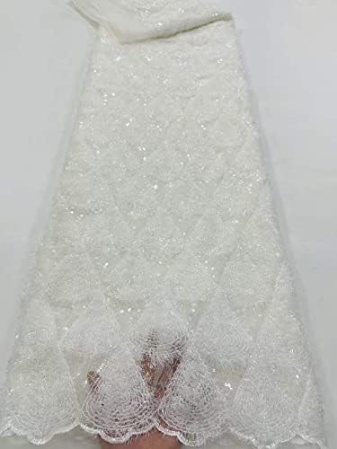 Лейси Плат за Сватбена рокля Африканска Кадифе Мека Кърпа Нигерийски Дантела 5 ярда Френски Пайети Лейси Плат за партита Плат за Шиене на Сватбена рокля - 5 ярда Ниг?