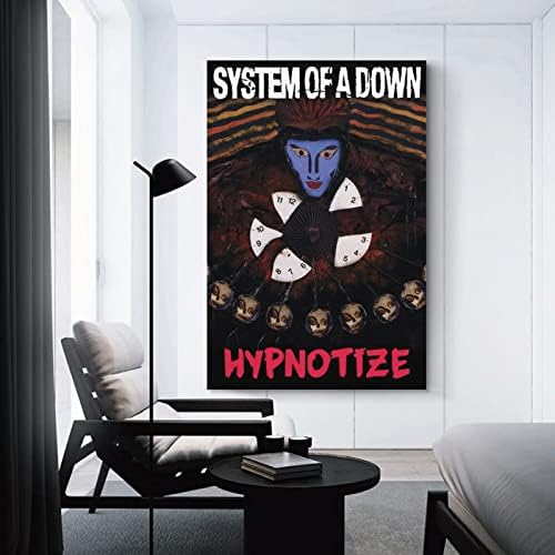 Плакат на System of A Down, Хипнотизира Албум Музикален Плакат Плакати за Стая Естетически Платно монтаж на стена Арт Декор Спални 12x18 инча (30x45 см)