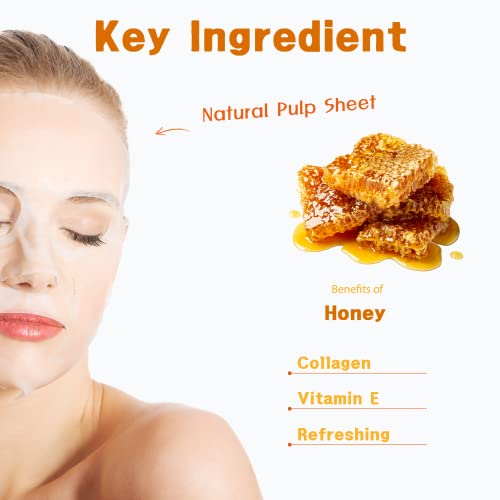 Purederm Honey Essence Mask (12 опаковки) - Корейската козметична эссенциальная маска лесно ламарина тип - екстракти от мед, колаген и витамин е осигуряват храна и хидратация на к