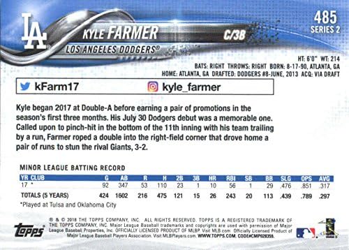 2018 Topps Series 2 485 Бейзболна картичка начинаещ Лос Анджелис Доджърс Kayla Фармера - GOTBASEBALLCARDS