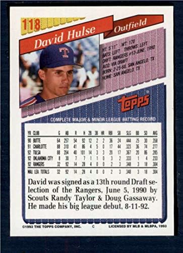1993 Topps 118 Дейвид Hüls, Ню Йорк-Нов MT RC в бейзбола Тексас Рейнджърс