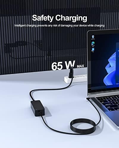Зарядно устройство с мощност 65 W за LG Грам Charger - (Удостоверение за сигурност UL) (Кръгъл накрайник)