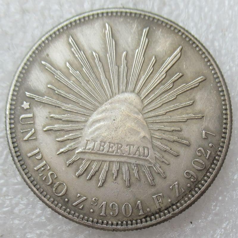 Мексикански Сребърен долар 1 песо Година на производство (1899-1909) Чуждестранна Копие от Посребрена Възпоменателни