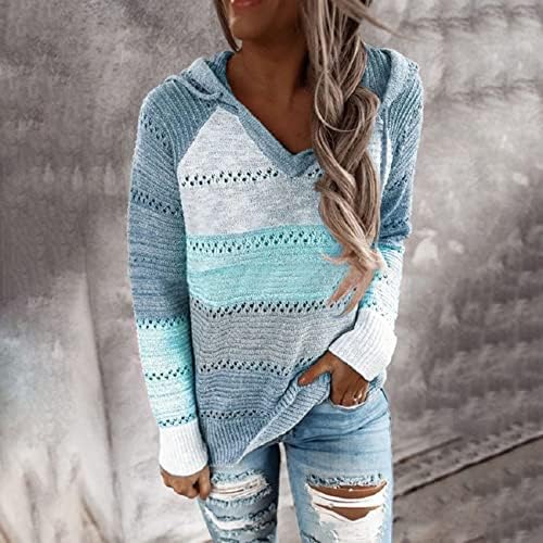 Пуловери Оверсайз за жени, Ежедневни Блузи на Райета с Принтом, Пуловер С V-образно деколте, Риза с Дълъг Ръкав, Елегантни