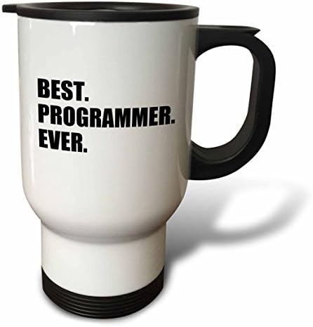 3dRose най-Добрият Програмист за Всички времена, Забавен Подарък за Талантливи Програмисти, Текстова Пътна Чаша, 14 Грама,