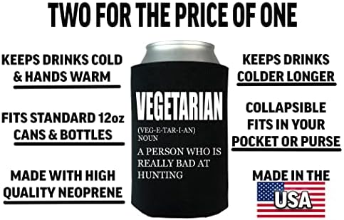 Забавна Ловно Вегетариански Семантична Шега Сгъваеми Бирени Кутии За Бутилки Охладители На Напитки Ръкави 2 Опаковки