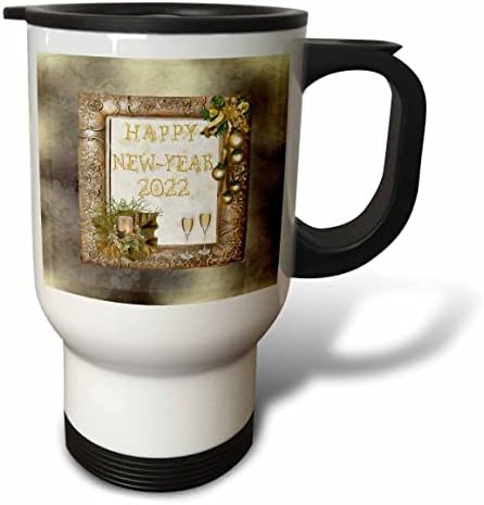 На триизмерен образ С Поздравления с Нов 2022 година, Рамка с растения, Декорация от портокали, Свещ. - Пътни чаши (tm_354093_1)
