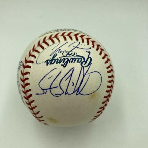 2002 Отборът на Шампионите от световна серия Анахайм Энджелз подписа договор с W. S. Baseball с помощта на JSA COA - Бейзболни топки с автографи
