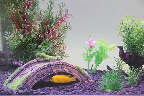 Декор за вашия аквариум AQUA KT, сводест мост, подвижен мост с трева за ландшафтен дизайн на аквариума
