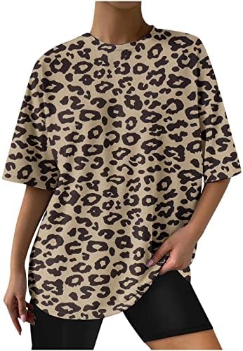 Дамски Модни Летни Блузи 2023, Ежедневна Блуза С кръгло деколте и Принтом, Тениска с Къс ръкав, Блузи Летни