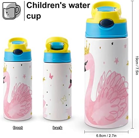 Бутилка за вода С Соломенным Розов Лебед Изолировала Вакуумную Чаша 500 ml От Неръждаема Стомана За Училище