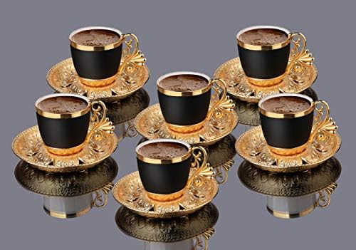 Комплект от 6 Чаши за кафе еспресо LaModaHome с чинии, Порцелан Турска Арабски Гръцки Чашата за Кафе с Блюдцем, Чашата