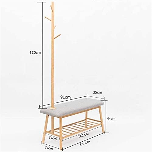 llibnn Бамбук Пейка За Съхранение на обувки, Стоящи Рафт за обувки със Закачалка за дрехи, Възглавница за Седалката за