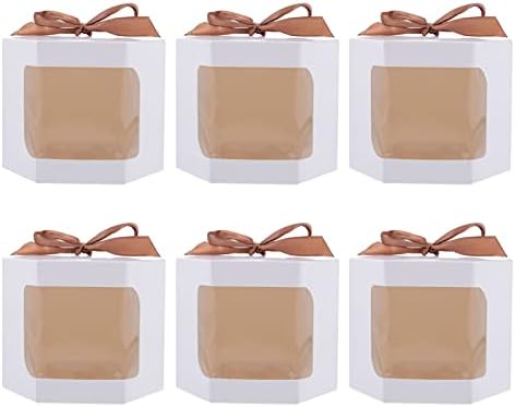 TOYANDONA Единични Кутии за кифли 6шт Подаръчни Кутии с Прозорец Хартиена Кутия за Бисквити и Предложения с Лъкове Вечерни