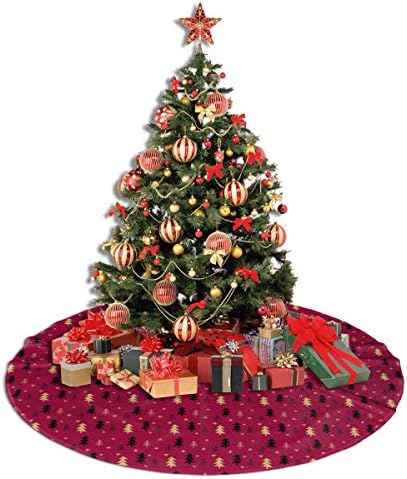LVeShop Червени Коледни Елементи Пола за Коледно Луксозна Кръгла Подложка За вътрешна и Външна Употреба Селски Празнични