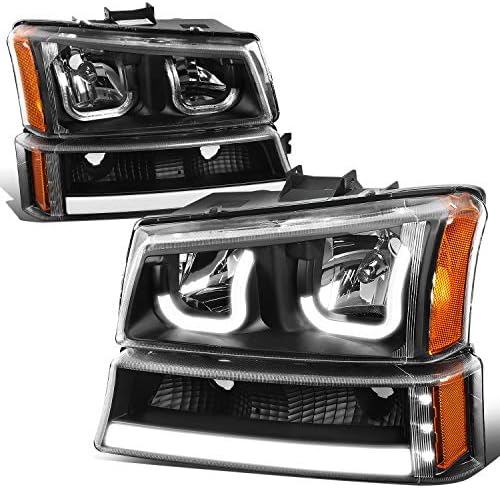 Фаровете Auto Dynasty J-Halos + led сигнални светлини DRL BAR, Съвместими с Chevy SIlverado, Avalanche 03-07, Лявата