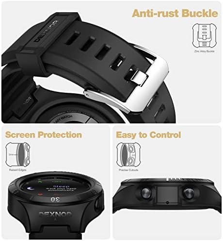 Калъф Dexnor за Galaxy Watch 3 с каишка 45 мм, [Вграден регулируема каишка и релефна рамка] Здрав Удароустойчив калъф