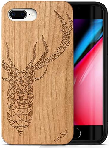 Дървен калъф за телефон CaseYard за iPhone 8 Plus с лазерно гравиран във формата на Елен, който е Съвместим с Череша