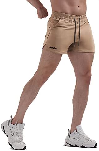 Мъжки Спортни къси Панталони MAIKANONG за Фитнес Памучни Спортни Шорти за Бягане с Джобове с цип