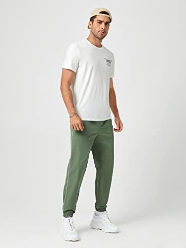 LUBOSE Комплект дрехи от две части за мъже, тениски с графичен слоган и панталони с завязками на кръста, пълен Комплект