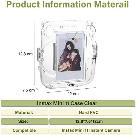 Калъф MUZIRI KINOKOO Mini На 11-Съвместима с камера миг печат Fuji Instax Mini 11 - Твърд калъф от прозрачно PVC с заден