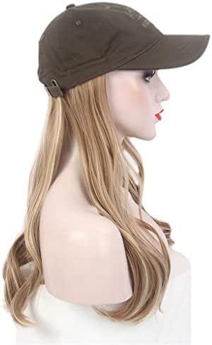 Модерна шапка KLHHG и шапчица за коса One Черна бейзболна шапка, перука, дълга кудрявая кафява шапка за перука One
