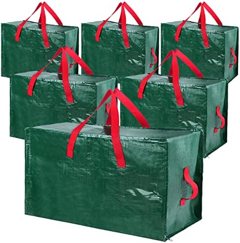 6 Опаковки тежка рамка е много голям чанти-организатор за съхранение, Подвижна чанта със здрави дръжки и ципове за преместване,