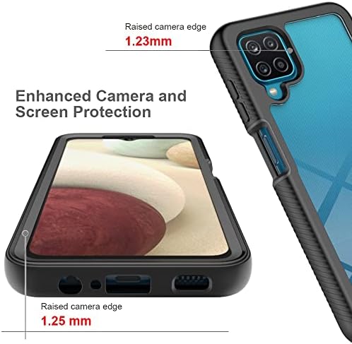 Калъф за телефон Калъф с пълна защита, съвместим с Samsung Galaxy A12 Твърд PC + Мек силиконов TPU 3в1 устойчив на удари
