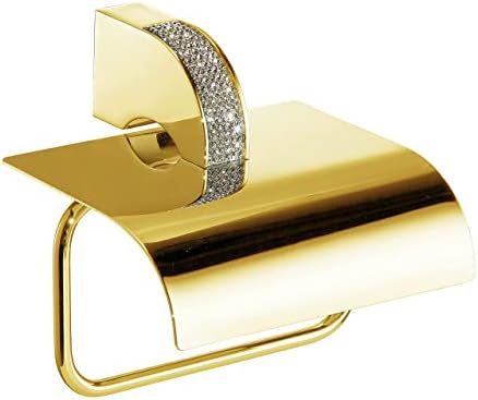 Разкошен златен титуляр за тоалетни ролки Cecilia е с прозрачни кристали Swarovski. Златния Държач за Тоалетна Хартия