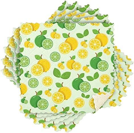 Sinestour Лимон-Зелено-Жълти Кърпи за миене на съдове Комплект от 6 Почистващи Кърпички за миене И Сушене на съдовете