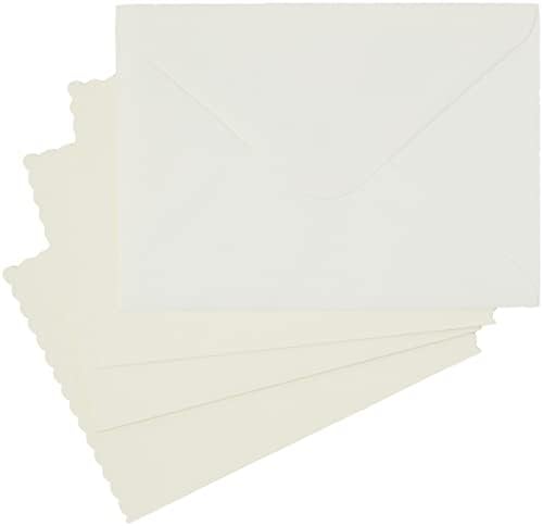 Фестончатые пощенски картички/Пликове docrafts Papermania, в размер 5 на 7 инча, Кремаво, 12 опаковки
