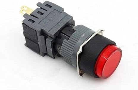 През цялата индикатор автоматично нулиране на ключа 16 мм 5A 220VAC DPDT (2a + 2b с led) F16-272 DIP червен цвят и оригинален