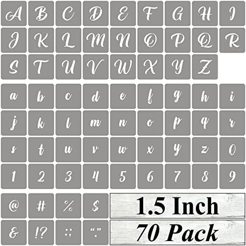 Шаблони с букви от азбуката 1,5 инча за рисуване - 70 Опаковки Шаблони Шаблон букви и цифри с Надписи за рисуване върху