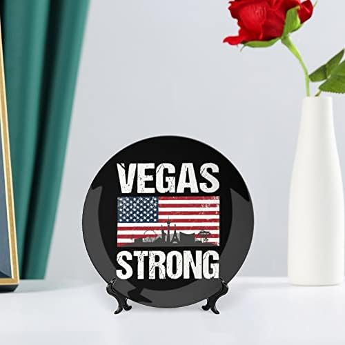Vegas Strong с Флага на сащ Керамични Декоративни Чинии от Костен Порцелан със Стойка, Висящи Украшения, Трапезария Чинии