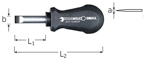 Отвертка за карбуратора Stahlwille 47241045 DRALL, Къса Отвертка с прорези, Изработена от хромирана легирана стомана