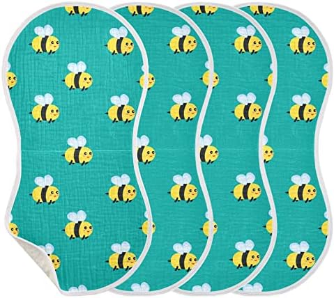 YYZZH Сладък Модел Пчели В Синьо Муслиновой Салфетка от Оригване на Бебето, 1 Опаковка, Памук, Детски Гъба, Престилки