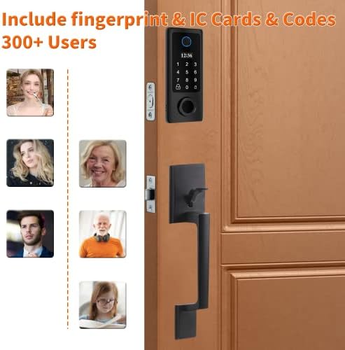 Система за Заключване на вратите YOSIMIKA с пръстов отпечатък, Автоматично Заключване на вратите без ключ с Дръжки, Брави