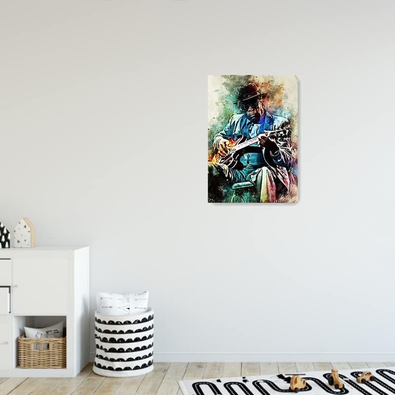 Джон Лий Хукър Стенно изкуство за Всекидневната и Спалнята Декорация Разпечатки на Картини върху платно 1 бр. в рамка