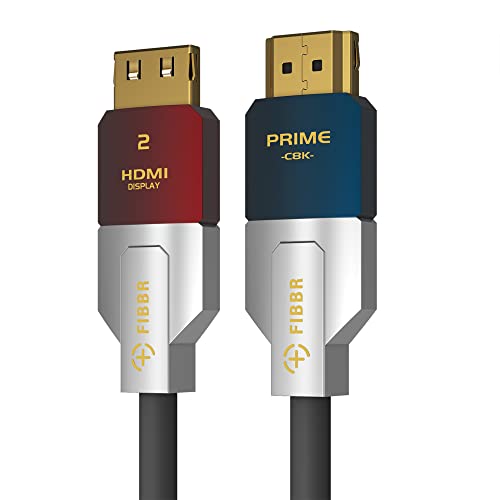 Оптичен кабел FIBBR 8K HDMI 99 фута/30 м, 48 gbps, вграден високоскоростен HDMI кабел 2.1 с рейтинг CL3, поддръжка на