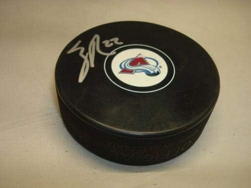 Зак Редмънд подписа хокей шайба Колорадо Аваланш с автограф 1А - за Миене на НХЛ с автограф