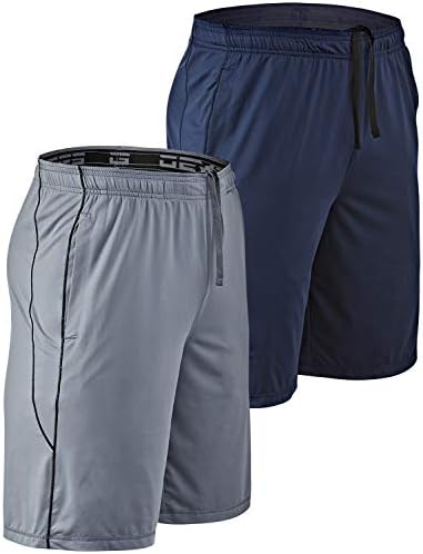 DEVOPS Мъжки къси панталони за фитнес Свободно размери 10 инча от 2 комплекти с джобове