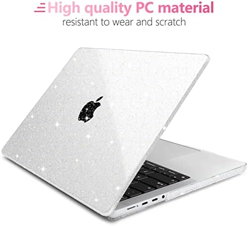 Batianda за MacBook Pro 14-инчов калъф 2021 година на Издаване A2442 M1 Pro / Max, Прозрачен Блестящ Твърд калъф + Корица