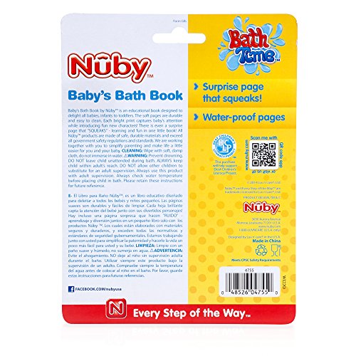 Nuby Книга за забавно развлечение в банята с Водоустойчиви Страници и Пищалкой-Изненада, Ранно образование, 0 М +