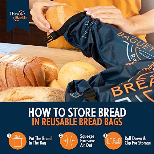 Think4Earth – (3 опаковки) Чанта за хляб / от франзела - Множество чанта за хляб с фризер за домашна хлебопечки подарък