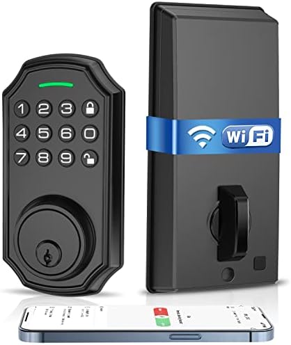 Система за Заключване на вратите без ключ HOMHOW WiFi Брави с Цифрова Клавиатура, Автоматично Заключване на входната